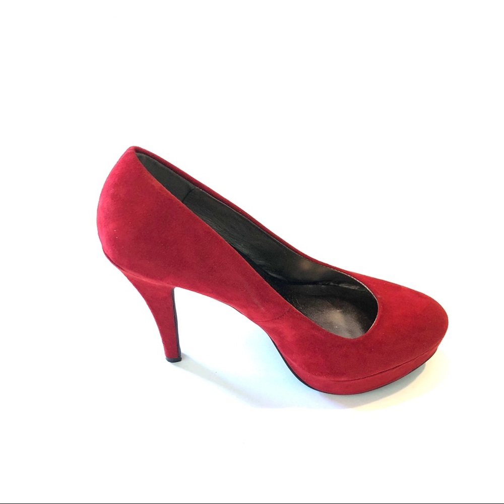 Red Suede 4.5 “Platform Toe Pump Heels